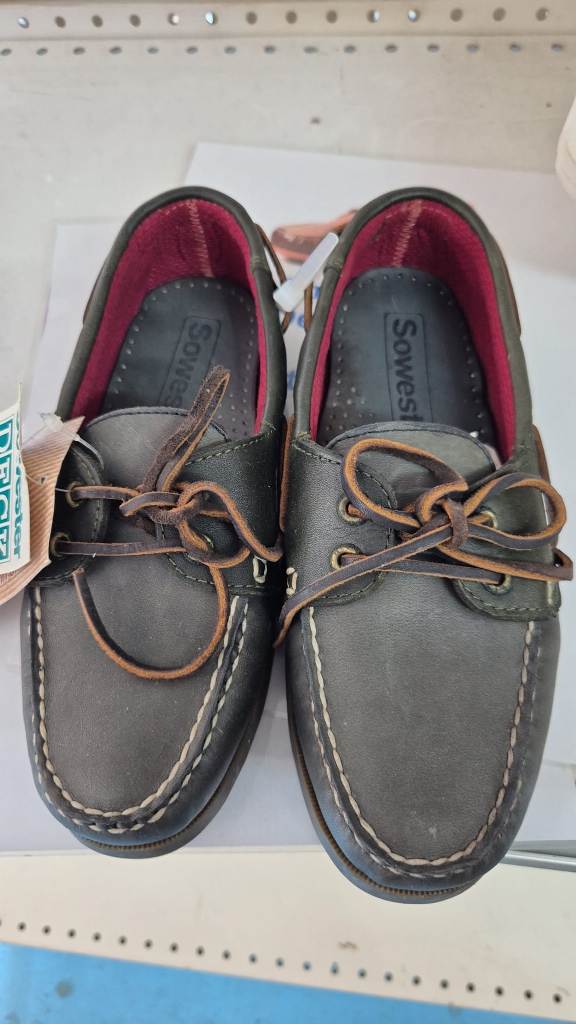 Sowester deck shoes traditional oiled leather green size 40, zapatos de cuero nauticos verdes talla 40