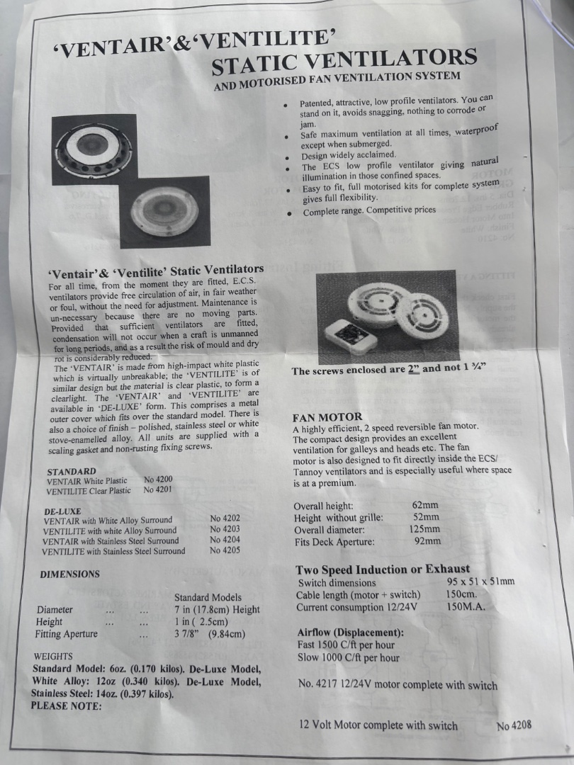 Plastic ventair and ventilite
